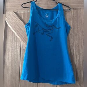 Arc'teryx Bright Blue Racerback Tank with Black Skeletal Logo